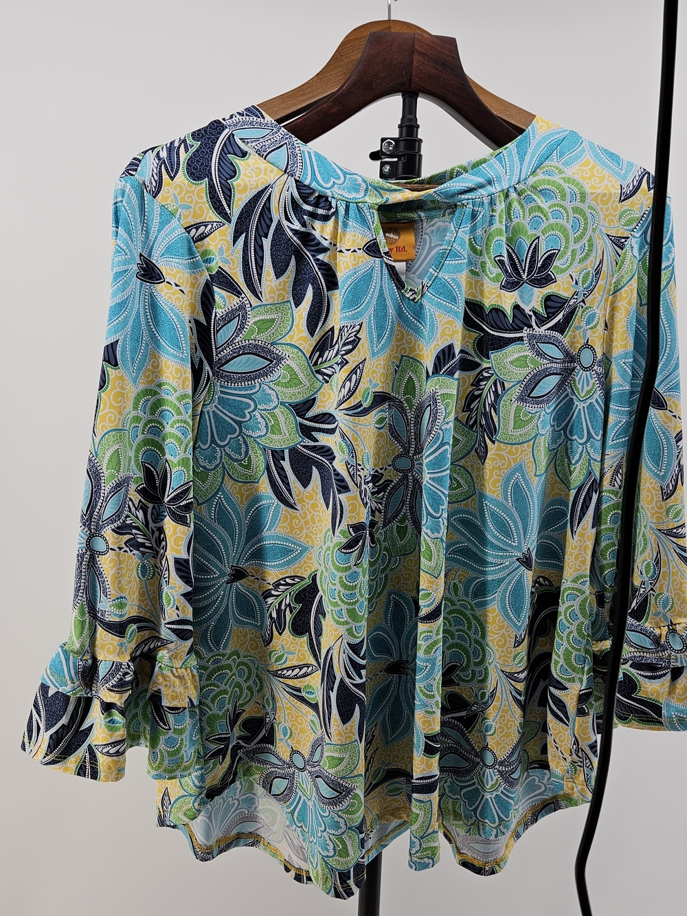 Ruby Rd. Teal, Yellow & Navy Floral Tunic